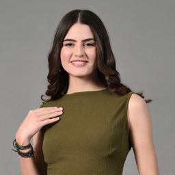 DressBerry Round Neck Sleeveless Solid Tops-image-12