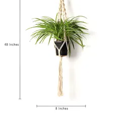 DULI 2-Pcs Cream Handmade Macrame Boho Hanging Planters image 3