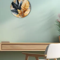 THE QUIRKY HOME Beige & Grey Golden Touch Printed Ceramic Wall Plate-32
