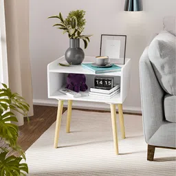 Kuber Industries White Wooden Bedside Table-image-24