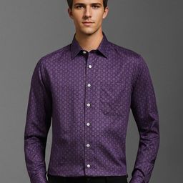 Louis Philippe Men Cutaway Collar Geometric Printed Cotton Slim Fit Formal Shirt-image-38