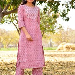 Bholukart Girls Floral Printed Straight Kurta with Pyjamas-image-90