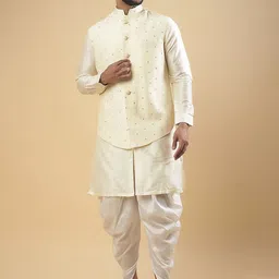 sven suits Men Self Design Silk Kurta with Dhoti Pants-picture-5