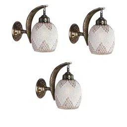 Somil Premium Designer Glass Wall / Night Lamp Elegant & Stylish Dcor Accent for Modern Interiors, Color- Golden, White, Size:- 24 X 33 X 36 CM-image-46