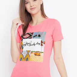 Bishop Cotton Women Graphic Printed Regular Fit Cotton T-shirt-image-82