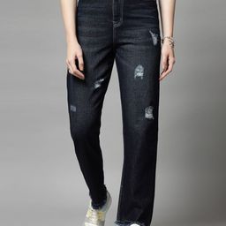 COSMIC TRIO Women Smart Straight Fit High-Rise Mildly Distressed Jeans-image-71