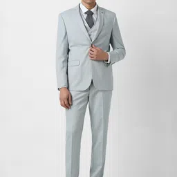 Van Heusen Textured Slim Fit Formal Three Piece Suit-image-28