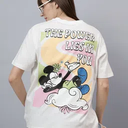 Free Authority Mickey & Friends Printed Pure Cotton Oversized T-Shirt-image-64