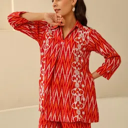 House of Chikankari Embroidered Pure Cotton Tunic & Trouser Co-Ords-image-2