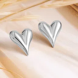 Rubans Voguish Silver-Plated Stainless-Steel Tarnish-Free Waterproof Heart Stud Earrings-46