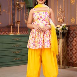 Aarika Girls Printed Pleated Kurta with Patiala & With Dupatta-picture-40