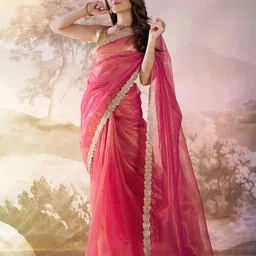 HERE&NOW Patchwork Net Tussar Saree-image-66