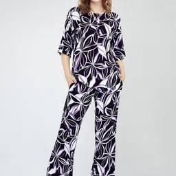 ZEYO Floral Printed Top & Trousers Co-Ord Set-image-59