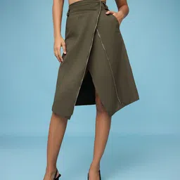 FREAKINS Asymmetric Midi Skirt-image-45
