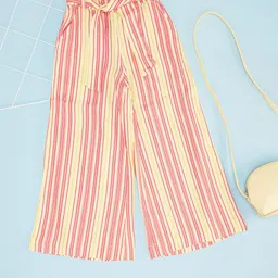 Pantaloons Junior Girls Striped Drawstring Regular Trousers-3