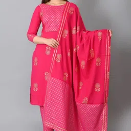 Moda Rapido Floral Printed Boat Neck Straight Kurta with Trousers And Dupatta-picture-20