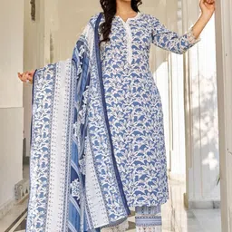 SZN Women Floral Cotton Blend Kurta with Trousers & With Dupatta-image-42