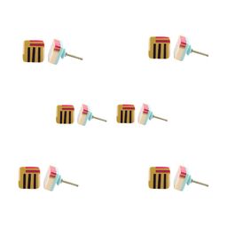 Indianshelf 6-Pcs White & Yellow Printed Resin Knobs-48