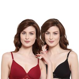 Women Cotton Maroon,Black Padded Non-Wired Lingerie Bra Sport wear Gym Crop Tank Top-image-81