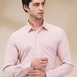 Park Avenue Men Spread Collar Micro Ditsy Printed Cotton Slim Fit Formal Shirt-image-64