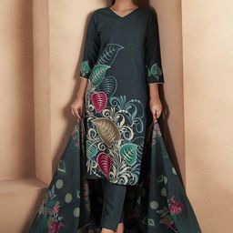 Anouk Women Floral Printed V-Neck Kurta with Trousers & Dupatta-picture-39