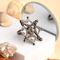 Anvik Silver-Plated Oxidised FingerRing-24