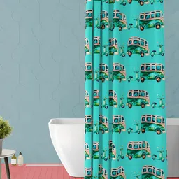 ArtzFolio Turquoise Blue & Green Abstract Printed Waterproof Shower Curtain-image-55