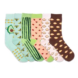 hexafun Pack Of 6 Pattered Crew-Length Pure Cotton Socks-picture-17