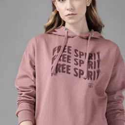 Roadster Women Mauve Printed Hooded Sweatshirt-53