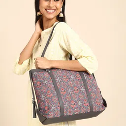 Anouk Ethnic Motifs Printed Oversized Structured Tote Bag-16