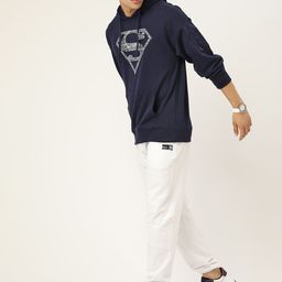 Kook N Keech Superman Men Navy Blue Printed Hooded Sweatshirt-image-48