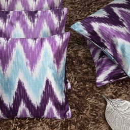 HOUZZCODE Blue & Purple Set of 5 Abstract Square Cushion Covers image 1
