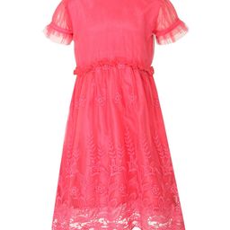 StyleStone Girls Pink Solid Fit and Flare Dress-picture-16
