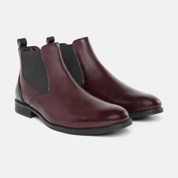 Roadster Men Burgundy & Black Mid Top Flat Chelsea Boots-image-72