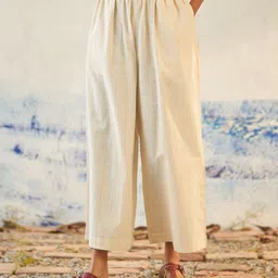 Canoopi Women Striped Relaxed Flared Trousers-picture-37