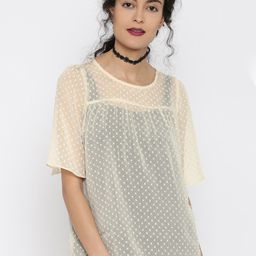 Miss Chase Women Cream Sheer Top-picture-6