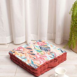 BLANC9 Rust Red & White Printed Floor Cushion-1