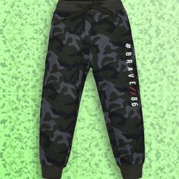 PLUM TREE Boys Green & Blue Camouflage Pure Cotton Joggers-image-97