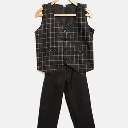 AD & AV Boys Black & Beige Checked Clothing Set-image-70