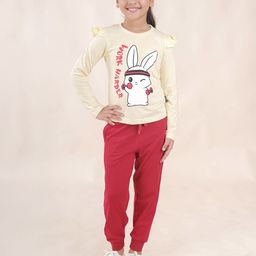 KiddoPanti Girls Printed Pure Cotton Top With Jogger-13