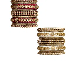 Peora Set Of 2 Gold-Plated Kundan Stone-Studded Bangles-picture-3