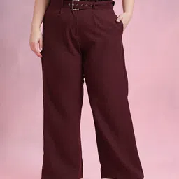 DressBerry Curve Women Plus Size Straight Fit Pleated Trousers-image-33