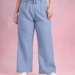 DressBerry Curve Women Plus Size Straight Fit Pleated Trousers-image-79