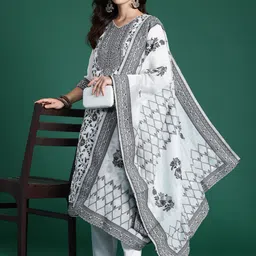 Indo Era Floral Woven Design Kurta With Trousers & Dupatta-picture-17