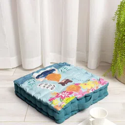 BLANC9 Orange & Blue Ethnic Motifs Printed Floor Cushion-image-2