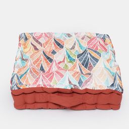 BLANC9 Rust Red & White Printed Floor Cushion image 4