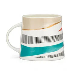 JCPL White & Red Set of 2 Geometric Printed Ceramic Glossy Mugs 440 ml Each image 4