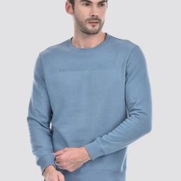Numero Uno Pigeon Blue Regular Fit Logo Printed Sweatshirt-91