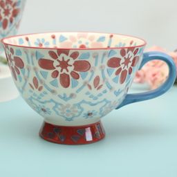 peppy little things White & Blue Floral Printed Ceramic Glossy Cups-image-4
