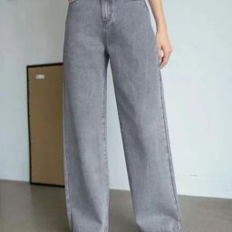 Kotty Grey High Rise Wide Leg Jeans-image-63